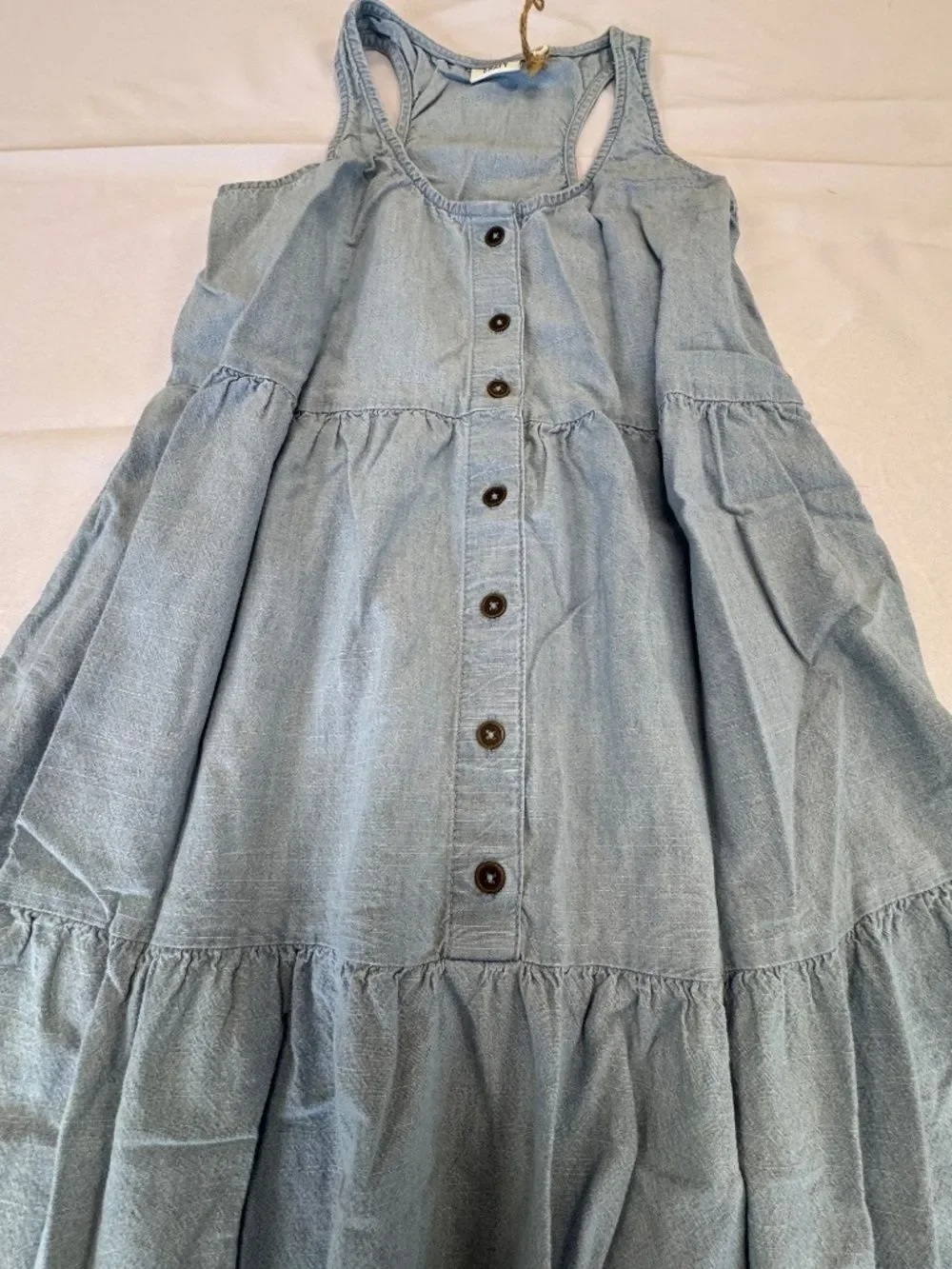True Craft Juniors Light Wash Denim Tiered Sundress Size XS